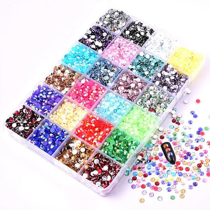Sunfairy 14000PCS Mixed Size 4MM Jelly ab Resin Rhinestones Box with Tools On Rhinestones for Tumblers Nails Crystals Flatback Colorful Glitter Gems Charms Accessories DIY 3D Nail Art Decorations