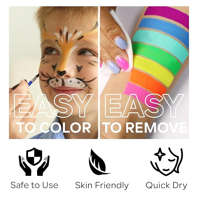 Blue Face Body Paint Makeup Foundation 30g, Water Activated Dark/Baby Blue Cream to Powder Face Body Paint Makeup for Halloween Costume Cosplay Theater Stage Dress-Up Makeup