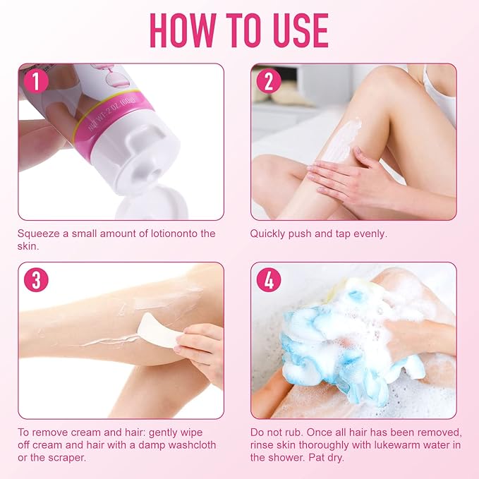 Painless Hair Removal Cream for Women, Intimate/Private Hair removal cream for body, Back & Legs, Flawless,Bikini,Armpits, For Women, All Skin Types,With Scraper & Body Oil,for All Skin Types