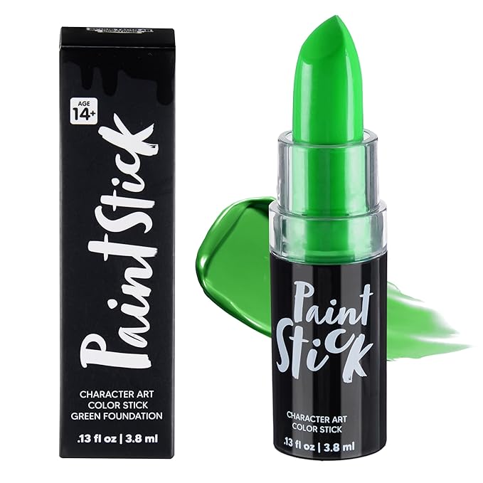 Spooktacular Creations Halloween Face Body Paint Lipstick for Adult, Clown SFX Foundation Cream Makeup for Sports Festival or Stage Makeup Cosplay Party Dress Up (0.13 Oz, Green)