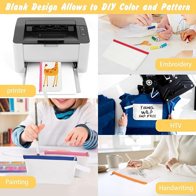 10 Pieces Cotton Canvas Makeup Bag with Bottom and Strap, Multi-Purpose Cosmetic Bag with Zipper Travel Toiletry Pouch, Blank DIY Craft Bag Pencil Bag (Multicolor 01, M) (MN-WB07)