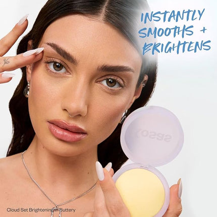 Kosas Cloud Set Face Brightening Powder - Pressed Brightening Powder, Smooths Shine Control, Coverage for Dark Undereye & Uneven Skin - Lightweight Setting Powder - Peachy (Sheer Brightening Peach)