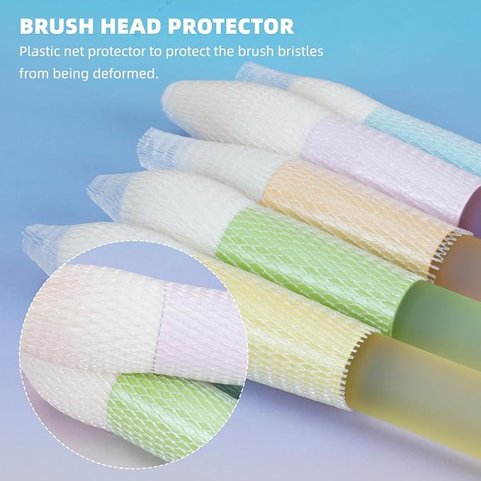 5pcs Multi Color Face Makeup Brush set – Powder, Kabuki, Angled Fluff, Blush Brushes with Vegan Bristles That Mimic Natural Wool – Non-Slip Rubber Handles – Perfect for Contouring, Setting, Blending