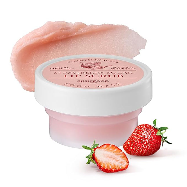 SKINFOOD Strawberry Sugar Lip Scrub Mask, Stocking Stuffers, Exfoliating Lip Care, Hydrating Korean Lip Product for Soft & Smooth Lips, Deep Nourishment Mild Sugar Scrub Vegan (0.71 fl. Oz.)