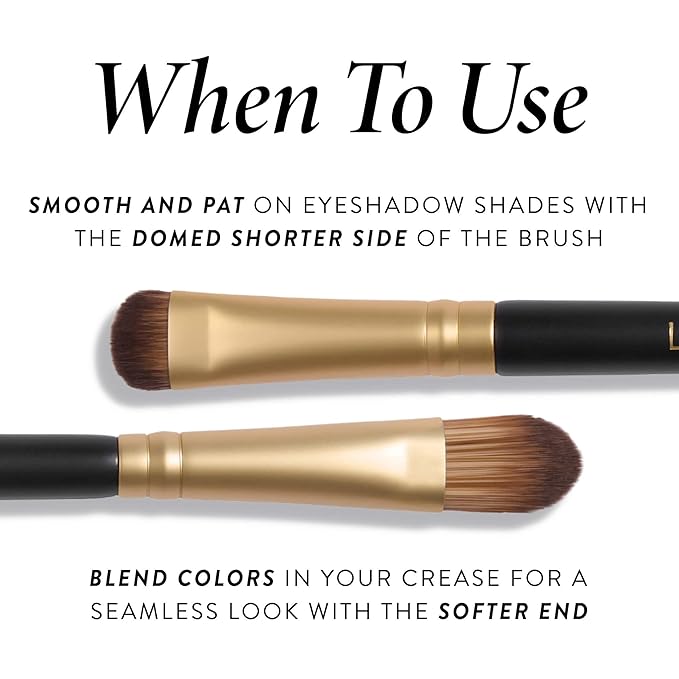 LAURA GELLER NEW YORK Dual-Ended Eyeshadow Brush - Domed Shader & Blending Brush for Baked and Pressed Eyeshadow Application - All Over Eye Makeup Brush