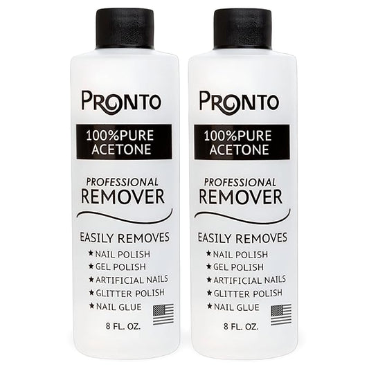 Pronto 100% Acetone Gel Nail Polish Remover - Polish Remover for Nails | Acetone Nail Polish Remover & Acrylic Nail Remover for Removal of Glue & Dip | Acrylic Nail Remover, 8 Fl oz 2 pack