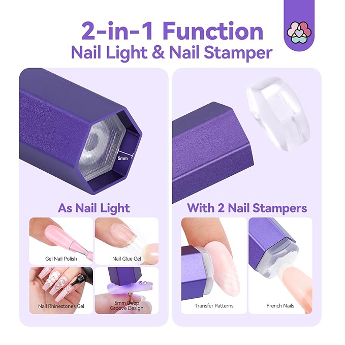 SAVILAND Handheld Magnetic U V Light for Nails: 2-in-1 Fast Curing U V Nail Dryer Nail Stamper Magnetic Stand Cordless Handheld LCD Display Screen Nail Light Portable Mini Nail Dryer Gel Lamp Light