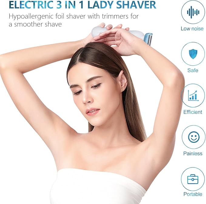 Electric Shaver for Women Electric Razor for Women Bikini Legs Underarm Public Hairs Rechargeable Trimmer with Detachable Head Cordless Wet Dry Use