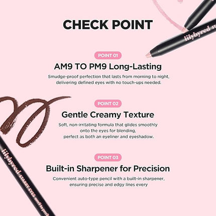 lilybyred Starry Eyes Am9 to Pm9 Gel Eyeliner | Korean Gel Eyeliner, Intense Color Payoff, Creamy Formula, Easy Blending, Built-in Sharpener, Smudge-Proof, Long-Lasting, 0.017 oz. (13 Caramel Brown)