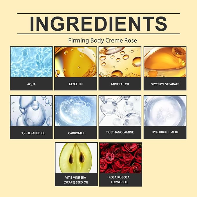 Champagne Lift & Firming Body Cream,Champagne Lift Body Creme – Anti-Aging Skin Tightening with Lifting Formula | Hydrates Dry Skin,Deep Hydration & Smoothing, Hydrates Dry Skin Arms & Legs (Rose)