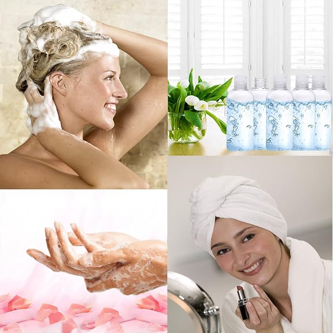 Clear Plastic Empty Squeeze Bottles 18 Pack 3.4oz/100ml with Flip Cap TSA Travel Bottle for Shampoo, Conditioner & Lotion (18 Counts)