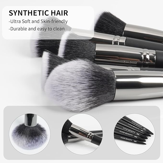 5pcs Face Makeup Brush Set - Ideal for Setting Powder, Blush & Contour - Fluffy Brushes Enhanced Powder Pickup for Smooth, Natural Application, A Collection Designed for Cheeks Make up (Black)