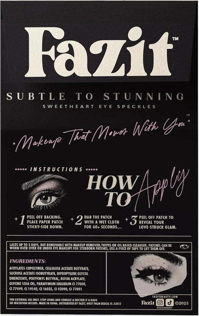 Fazit Makeup Patches - Sweetheart Eye Speckles - Glow Up Make-Up Patches - Cute Glitter Makeup Accessories for Women - Cosmetic Glitter for Face