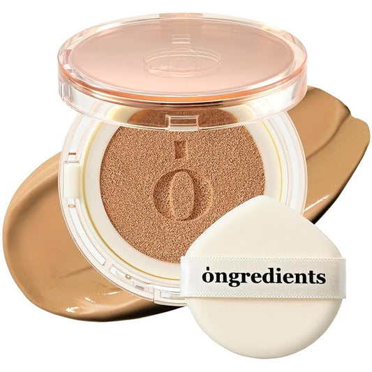 Skin Barrier Glow Cover Cushion, All-day Coverage, Glow Finish, Lightweight, Skincare-Like Texture, Non-cakey Makeup, Korean Cushion Foundation (#34W Sunset, 0.49 oz)