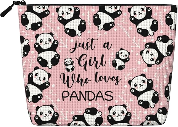 MOLAIGIN Just A Girl Who Love Pandas Cute Panda Cosmetic Bag For Women, Travel Makeup Bag, Toiletry Zipper Bag, Large Capacity Aesthetic Cases