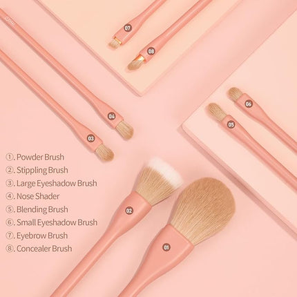 MSQ Make Up Brushes 8Pcs Makeup Brush Set Powder Brush Concealer Blending Brushes Set Stipping Brush Eyeshadow Brushes