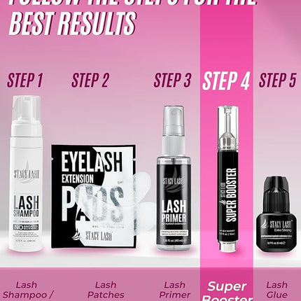 STACY LASH Super Booster for Eyelash Extensions / 0.50fl. oz. / 15ml / Eyelash Primer/Accelerated Lash Bond/Lash Extension Glue Activator/Professional Use/Lash Tech Supplies/for Low Humidity