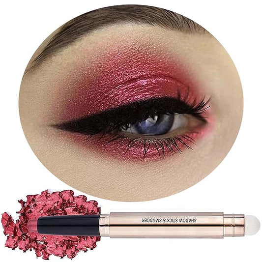 Rose Red Eyeshadow Stick, Cream Smooth Glitter Eyeshadow Pencil Crayon, Hypoallergenic Waterproof Long Lasting Shimmer Eye Shadow Pen Multi-Dimensional Highlighter Stick Eye Liner(Rose Red #06)