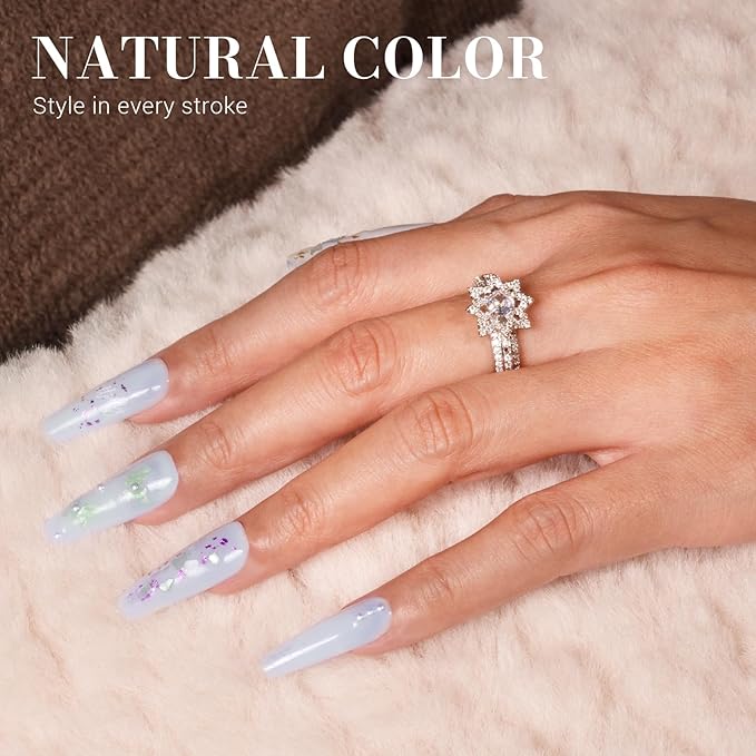 MelodySusie Jeweliver Gel Nail Polish, 0.5Fl Oz Light Blue Jelly Gel Polish Sheer Translucent Nude Soak Off UV LED Light Cure Spring Summer Colors Manicure Nail Art DIY at Home JM01