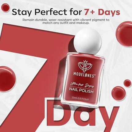 modelones Jelly Red Nail Polish, Valentines Sheer Dark Red Clear Semi-Transparent 15 ml Quick Dry Nail Lacquer Strengthener Long Last Finger Toe Nail Art DIY Manicure Gift for Women Girls