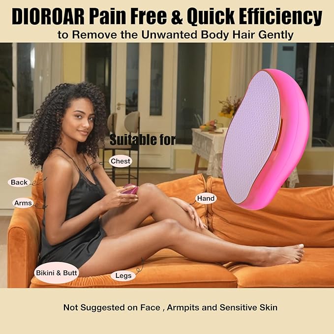 Crystal Hair Eraser,Upgrade Crystal Hair Remover,Physical Nano Glass Hair Removal Device,Painless Epilator and Exfoliator Without Shaver for Quick Soft Silky Skin(Hot Pink)