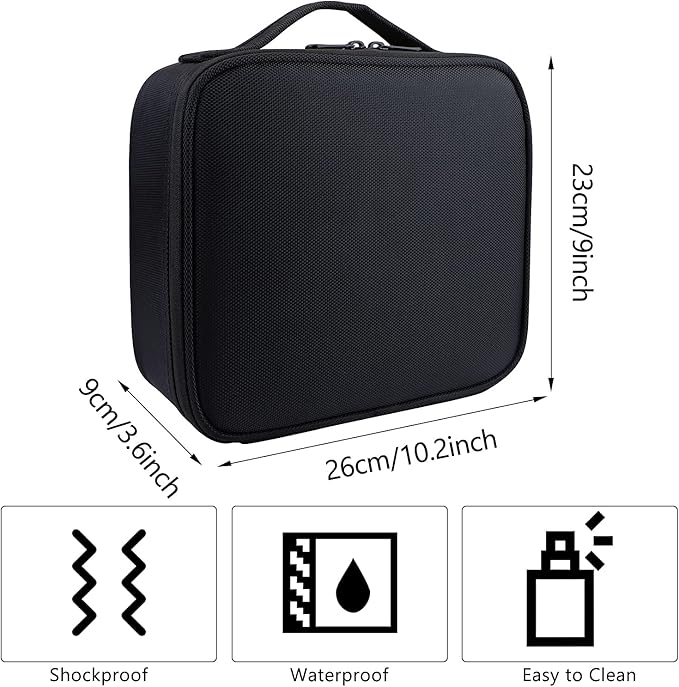 Travel Makeup Bag 10.4" Makeup Train Case Portable Artist Make Up Organizer Case with Adjustable Dividers Oxford Cloth Storage Case for Cosmetics Makeup Brushe (Black)
