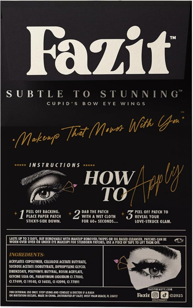 Fazit Makeup Patches - Cupid's Bow Eye Wings - Glow Up Make-Up Patches - Cute Glitter Makeup Accessories for Women - Cosmetic Glitter for Face