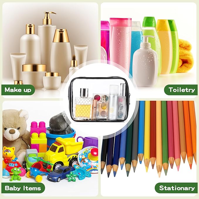 Weewooday 12 Pieces Clear Makeup Bags Cosmetic Storage Bags PVC Zipper Pouches Travel Waterproof Makeup Plastic Case for Women Organizing Toiletries Traveling Bathroom