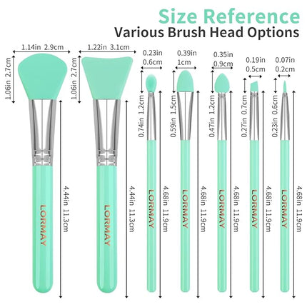 LORMAY 7 Pcs Silicone Brush Applicator Kit for UV Resin Epoxy Art Crafting and Cream Makeup Products (Mint Green)