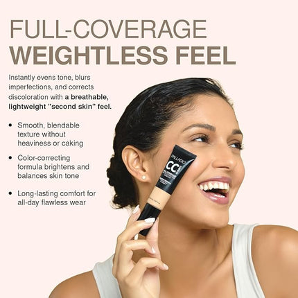 Palladio Full-Coverage Color Correction CC Cream, Oil-Free with Peptides & Vitamin C, Best for Correcting Redness and Uneven Skin Tone, Buildable Foundation Coverage (Rich 51W)