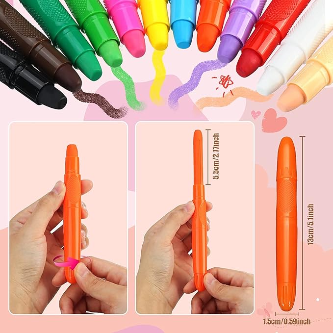 Beesjuy Face Painting Kits for Kids,12 Color Water Based Face Paint Kit, Washable Kids Body Paint for Makeup, for Birthday, Halloween, Thanksgiving Day, Cosplay Makeup, Gifts for Kids/Children