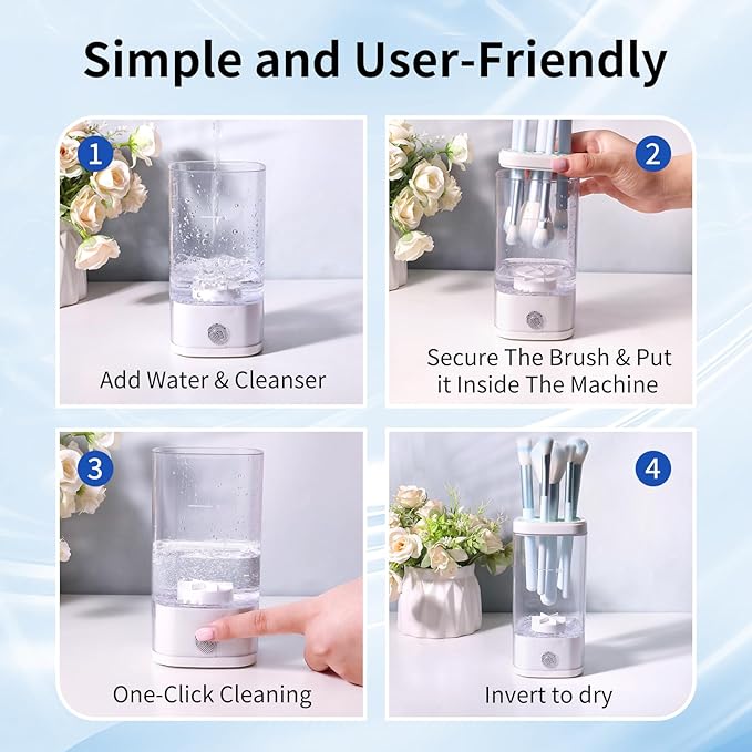 TADOPRO Electric Makeup Brush Cleaner 7000RPM Automatic Efficient Cleaner for All Types of Makeup Brushes, Cosmetic Makeup Brush Cleaner Machine, Makeup Brush Cleaning Solution