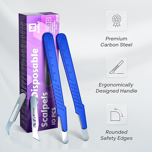 Disposable 10r Blades Dermaplaning Scalpels - Pack of 10 Dermaplane Blades Scalpel 10r, Size 10r Scalpel Blades, High Carbon Steel Dermaplane Razor 10r Disposable Scalpels, Sterile