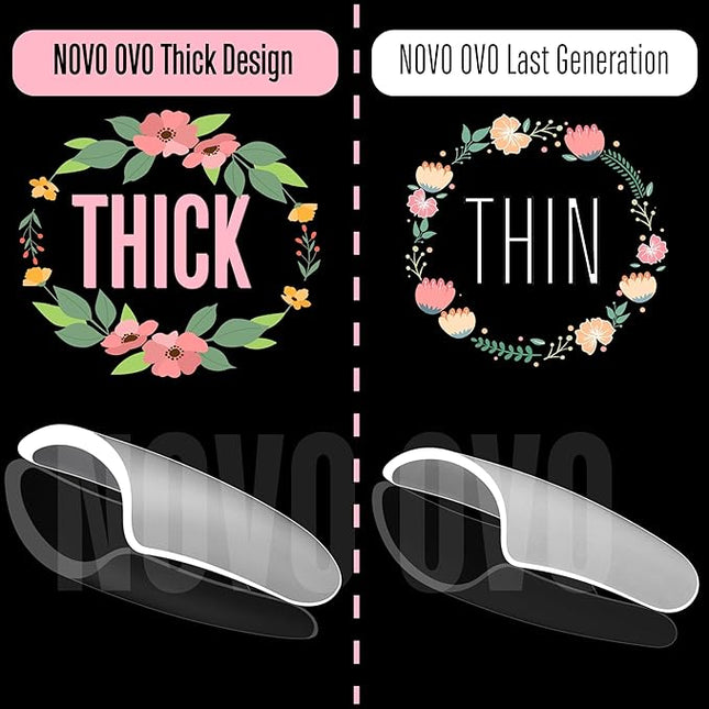 NOVO OVO Upgraded Extra Thick Short Duck Feet Nail Tips Full Cover for Press on Acrylic, Clear Pre-Etched Matter Flare Wide French Soft Gel Fake False Nail Extension Full Coverage x 12 Sizes 360 pcs