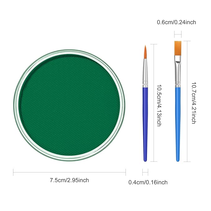 Green Face Body Paint Makeup 30G,Professional Stage Screen Halloween,Non Toxic Face Body Paint Makeup for Halloween Costume Theater Dress-Up Monster Vampire Witch Hulk Makeup-04