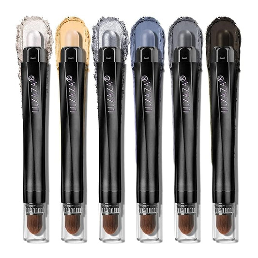 Blue Eyeshadow Stick 6PCS Set, Metallic Shimmer Matte Cream Eye Shadow Palette Eyeliner Brightener Pencil Crayon, Halloween Makeup - Mermaidcore