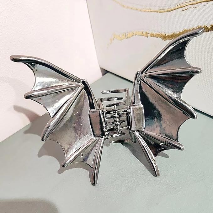 3Pcs Halloween Hair Claw Clips Bat Spider Hand Skeleton Design For Women And Girls,Metal Large Medium Size For Thick Thin Hair,Black Gun Headband Barrette For Styling Hair Accessories Party Gift