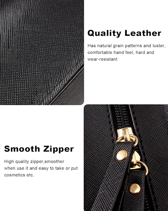 2 Pcs Travel Clear Makeup Bag Set, Clear White Makeup Organizer with Zipper Leather Travel Bags for Toiletries Small Cosmetic Bags for Women Mini Make up Pouch Toiletry Bags Car Essentials