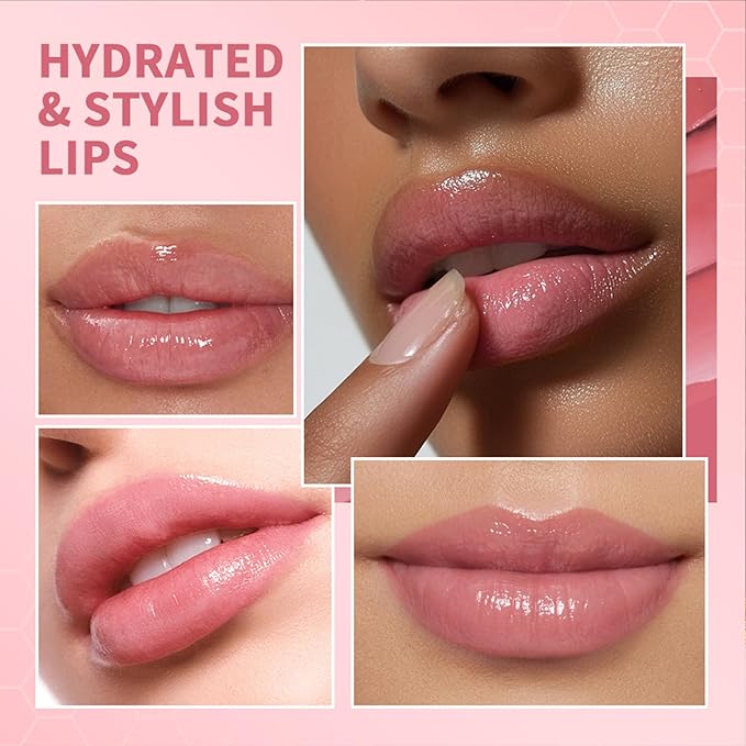 Honey Black Lip Balm, Lip Tinted, Moisturizing Lip Care for Soft Smooth Lips, Long Lasting Hydration, Natural Ingredients Nourishing Formula for Dry Lips. (1PCS Pink, Large)