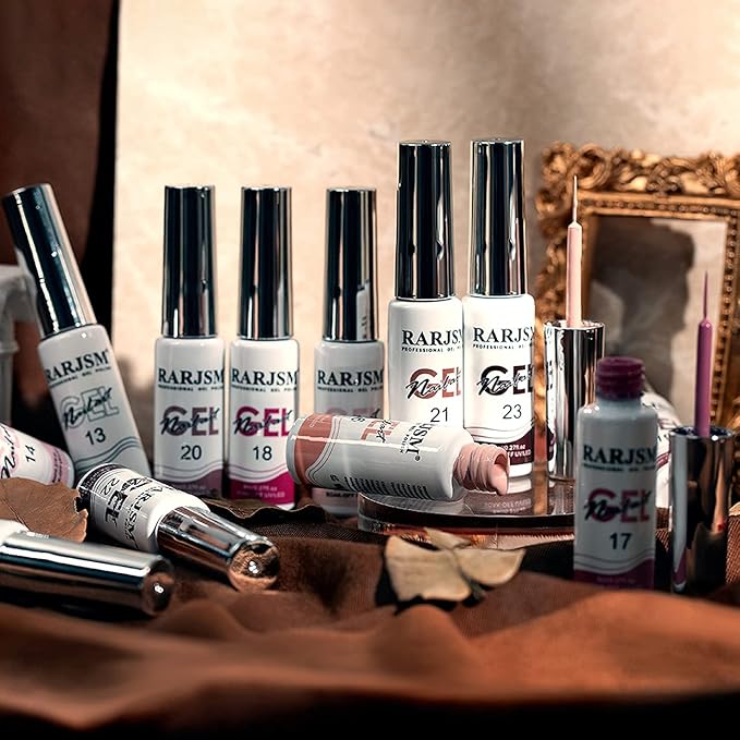 RARJSM Nail Art Gel Liner Painting Polish Set 12 Colors Autumn Winter Brown Wine Red Collection,Painted Gel Nail Polishes Soak Off Curing Requires Salon DIY Manicure NailArt Design Line Art Gelpolish