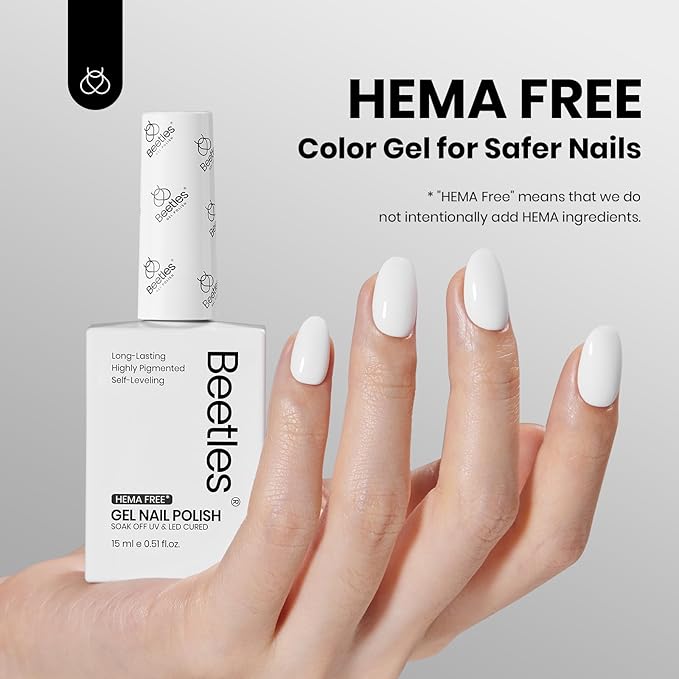 Beetles White Gel Polish - White Rhythm 15ML Hema-Free Gel Polish, base Colors for French Nails Design Soak Off UV Colorful Bottle Nail Art Manicure