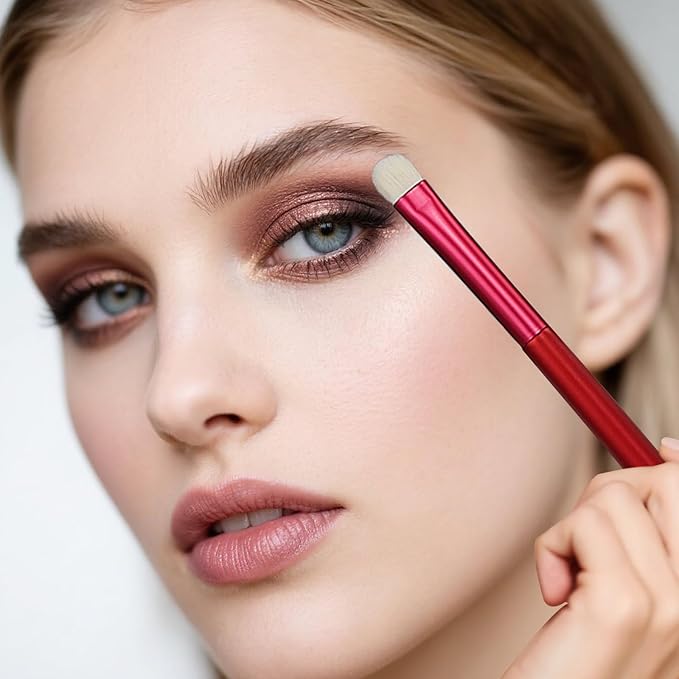 14-Piece Daily Makeup Brush Set - Essential Cosmetic Brushes Kit for Foundation, Concealer, Eyeshadow & Powder Blush, Professional Face Blending Brushes Kit for Women(Red)