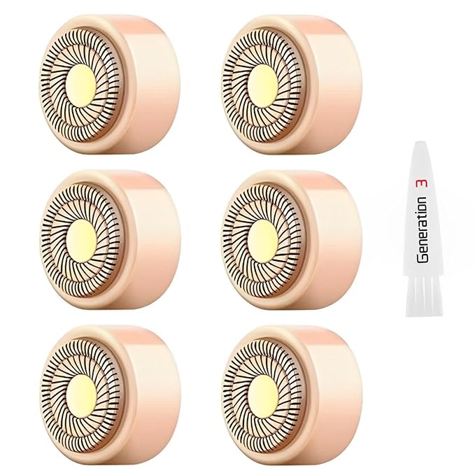 Generation 3 Replacement Heads Compatible with New Version Finishing Touch Flawless Facial Hair Remover, Double Halo for Gen 3, 18 Karat Gold-Plated, 6 Pack