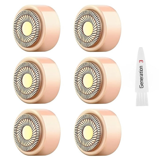 Generation 3 Replacement Heads Compatible with New Version Finishing Touch Flawless Facial Hair Remover, Double Halo for Gen 3, 18 Karat Gold-Plated, 6 Pack