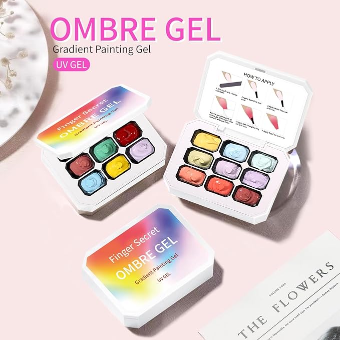 Ombre Gel Nail Polish Nail Sponges for Ombre 9 Series Colorful Blush Effect Gradient Painting Gel for Ombre Nails Multistyle French Manicure Nail Art DIY Home (A4, 1)