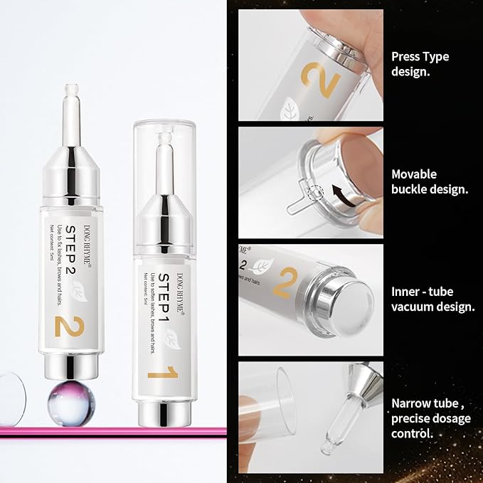 Lash Lift Kit - Plant Extract Eyelash Lift Kit, Professional Salon Grade Perm & Fixation Lotion, Harmless and Long-Lasting Precise Press Bottle Eyelash Perm Kit(Each lotion for 5ml) by DONG RHYME
