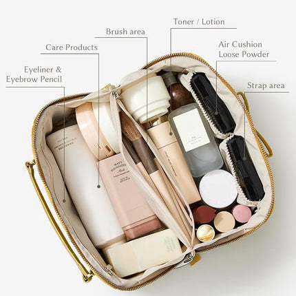 EACHY Travel Makeup Bag,Large Capacity Cosmetic Bags for Women,Waterproof Portable Pouch Open Flat Toiletry Bag Pattern Makeup Bag