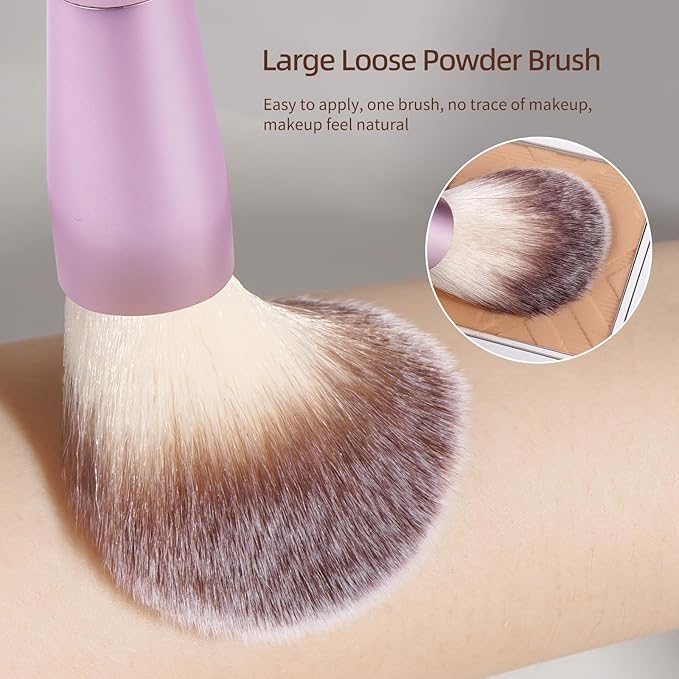 MAANGE 9 PCS Makeup Brush Set Foundation Brush Double Makeup Brushes for Blending Liquid Powder Concealer Cream Blush Buffe Contour Make up Brush Kit (Pink)