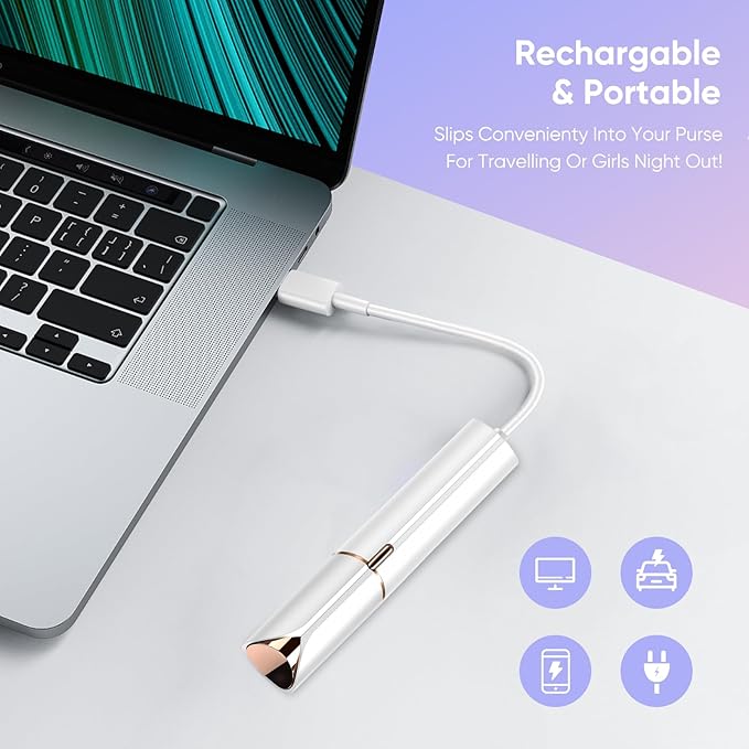 Facial Hair Remover for Women- as Seen on TV Painless Face Shaver -Mini Hair Remover, Electric Razor Shaver Portable Bikini Epilator for Lips, Chin, Armpit, Peach Fuzz, Fingers, Neck, Cheek (White