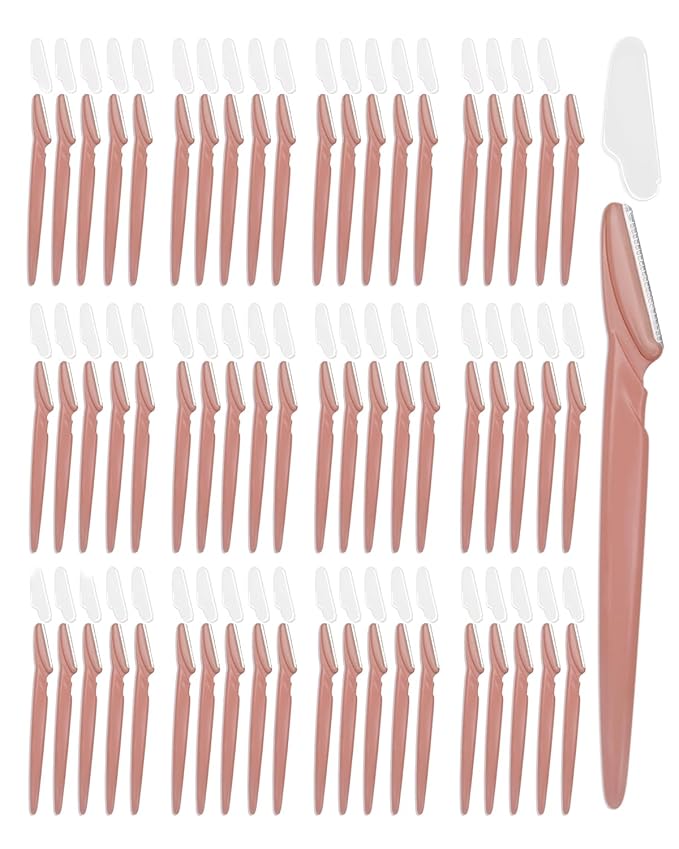 Dermaplane Razor, 60 Pcs Face Razors for Women and Men, Multipurpose Eyebrow Razor, Dermaplaning Tool for Face by MoHern, Terracotta